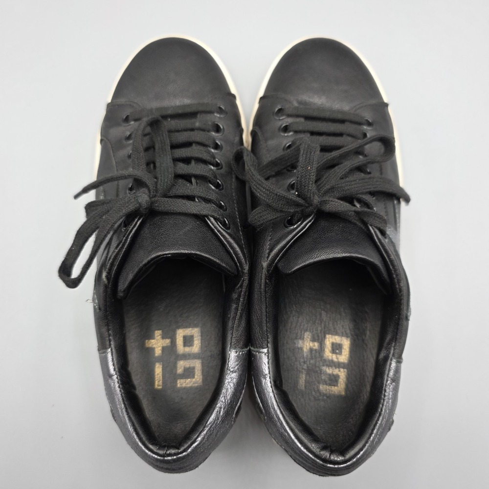 giopiu Sneakers Womens 37 Black Leather Star Low Top Lace Up Designer Shoes - Picture 12 of 16